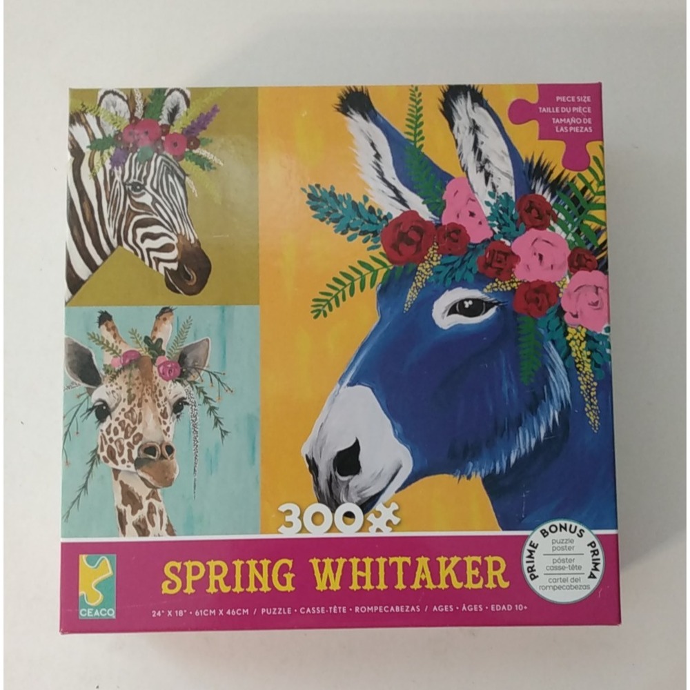 Puzzle Zebra Donkey Giraffe 300 Piece Spring Whitaker 18"x24" 2021 Ceaco New
